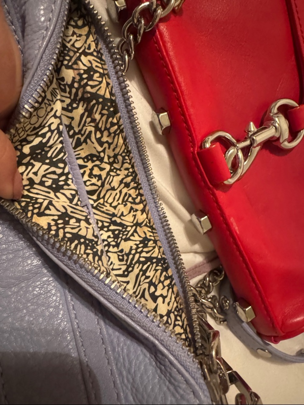 Rebecca Minkoff Velvet Mini MAC Crossbody - Red & Light Blue - Picture 4 of 5